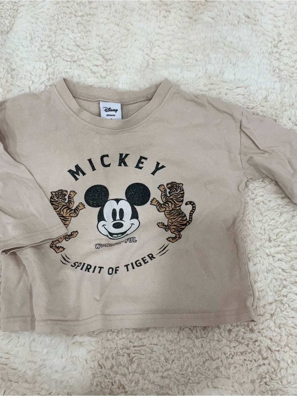 Disney Beige Mickey 'Spirit of Tiger' Long-Sleeve Tee